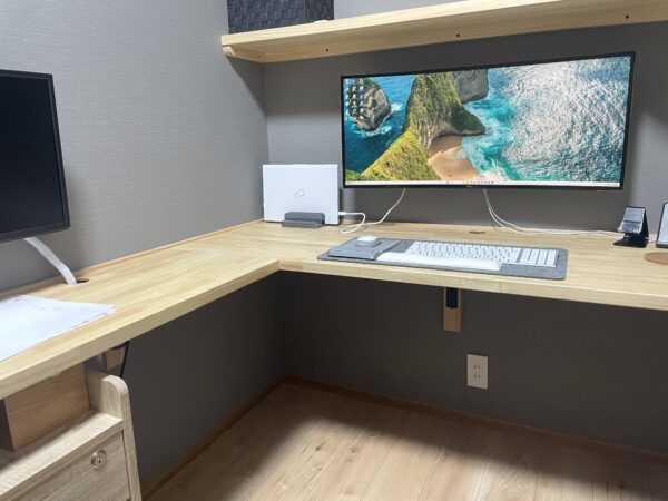 書斎 L字デスク マッド マルチモニター